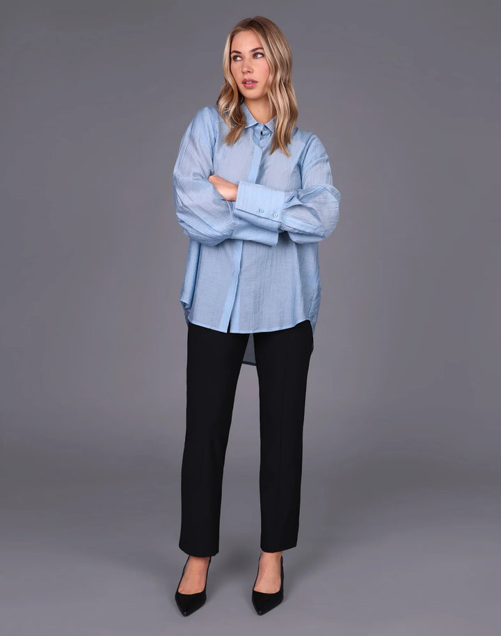 Oversized Button Front Shirt | Cloud Blue