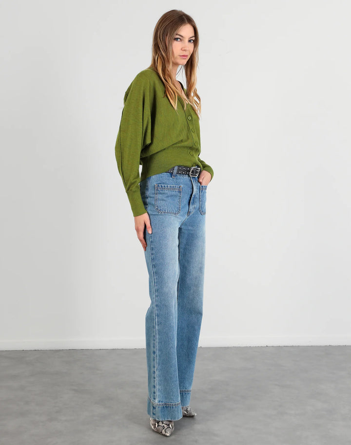 Superfine Merino Batwing Cardi | Moss
