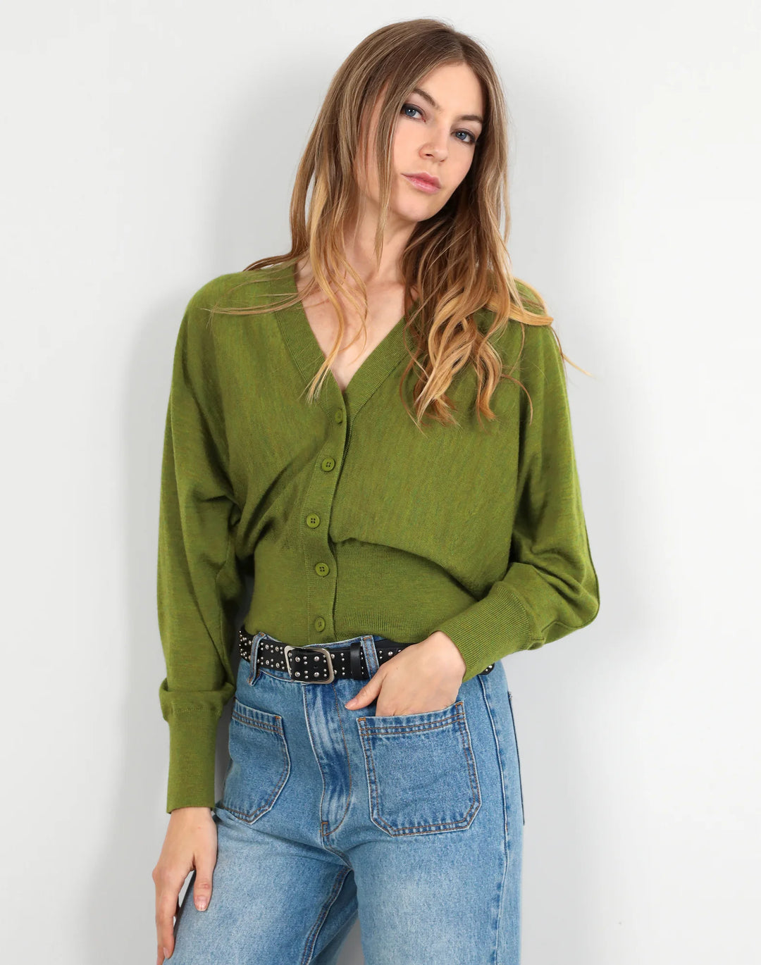 Superfine Merino Batwing Cardi | Moss
