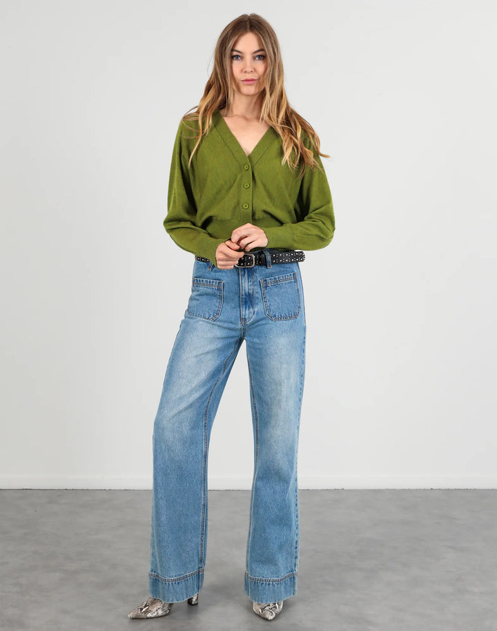 Superfine Merino Batwing Cardi | Moss
