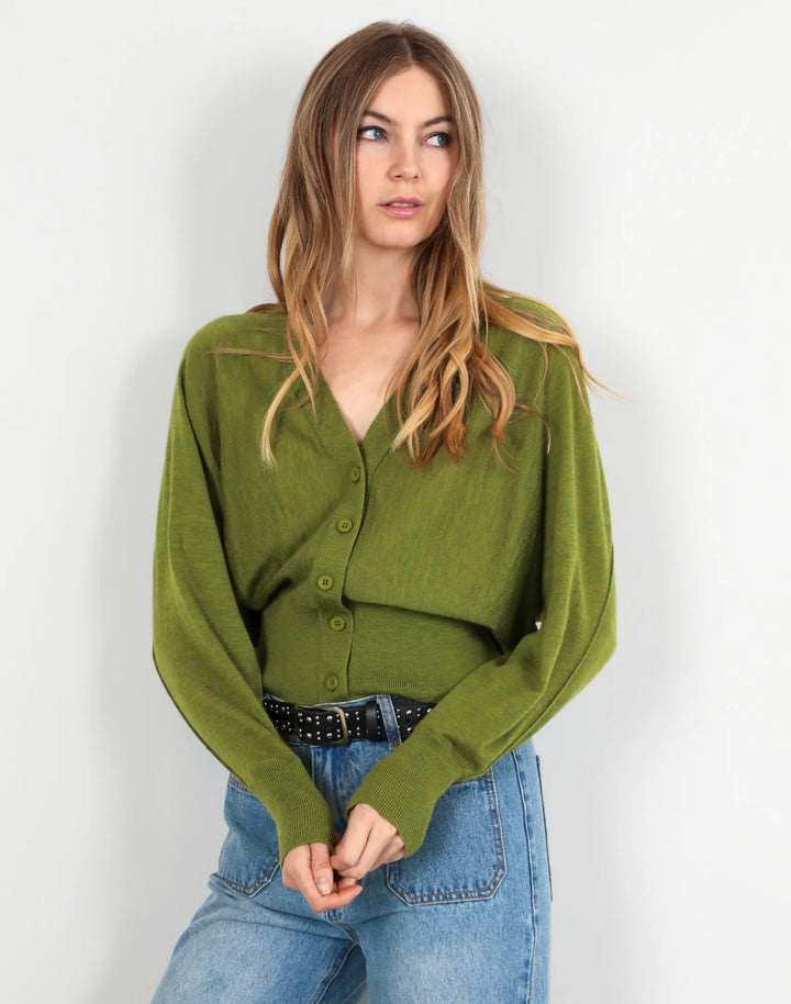 Superfine Merino Batwing Cardi | Moss