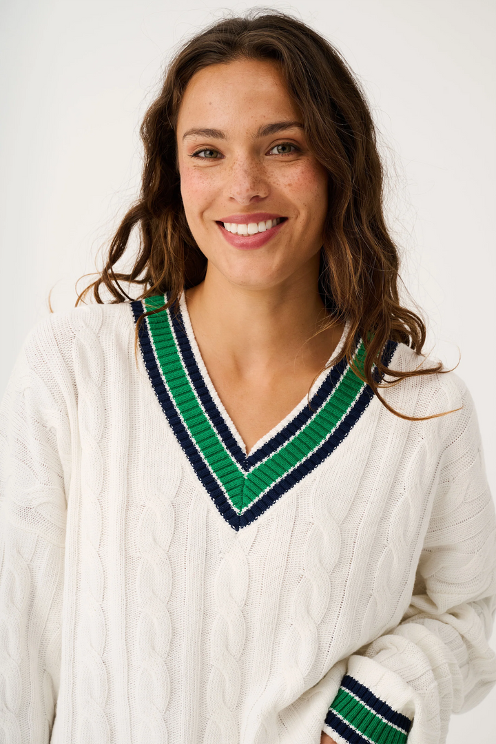 Asher Herritage Knit Sweater | Cream/Tide