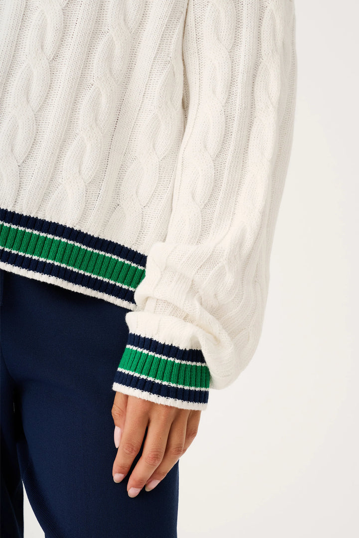 Asher Herritage Knit Sweater | Cream/Tide