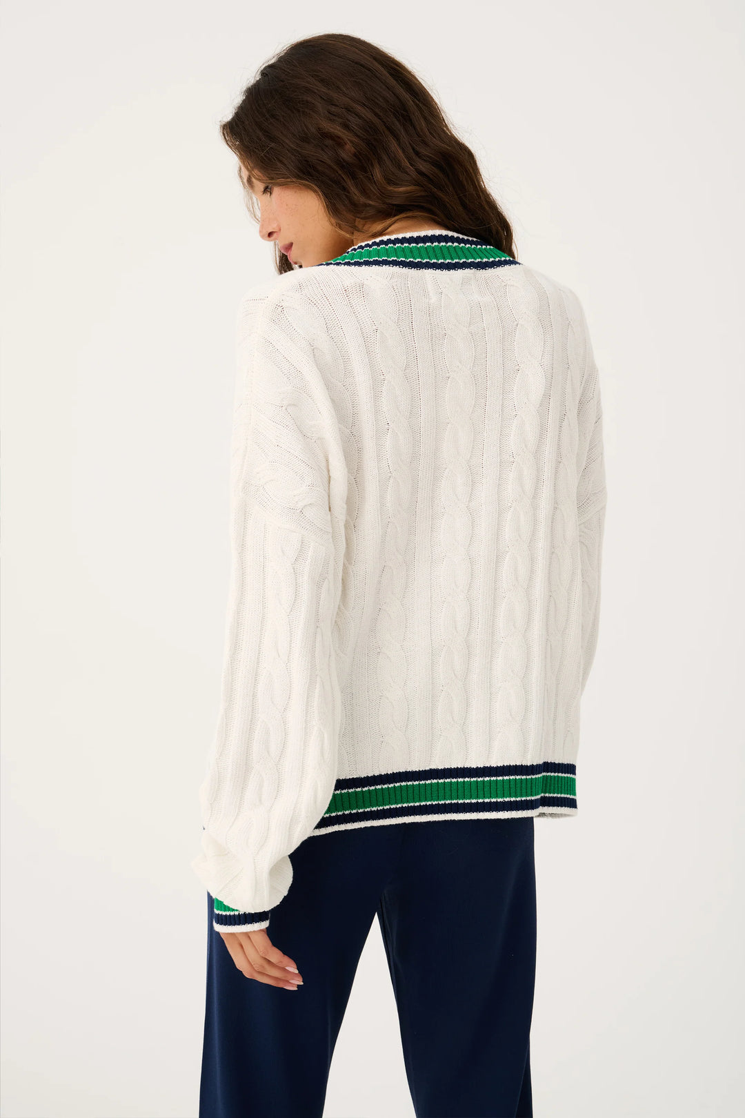 Asher Herritage Knit Sweater | Cream/Tide