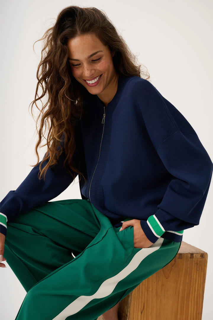 Brodie Knit Bomber | Navy Stripe