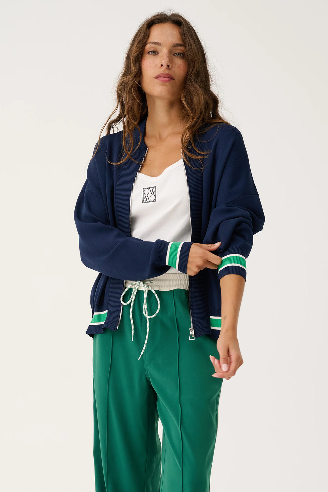 Brodie Knit Bomber | Navy Stripe
