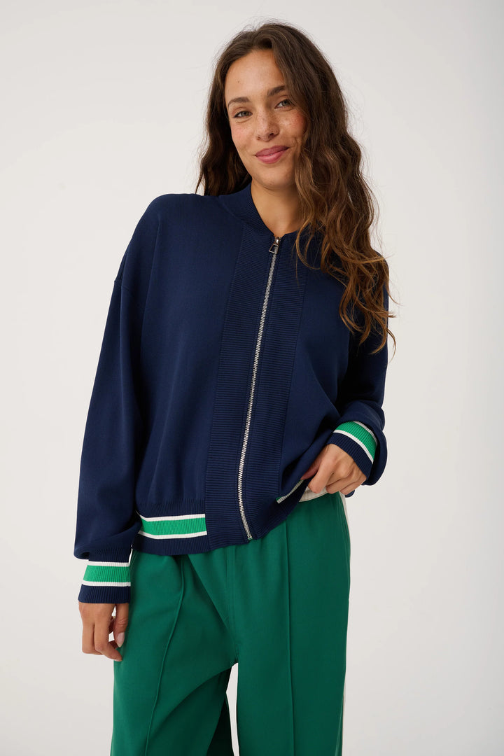 Brodie Knit Bomber | Navy Stripe