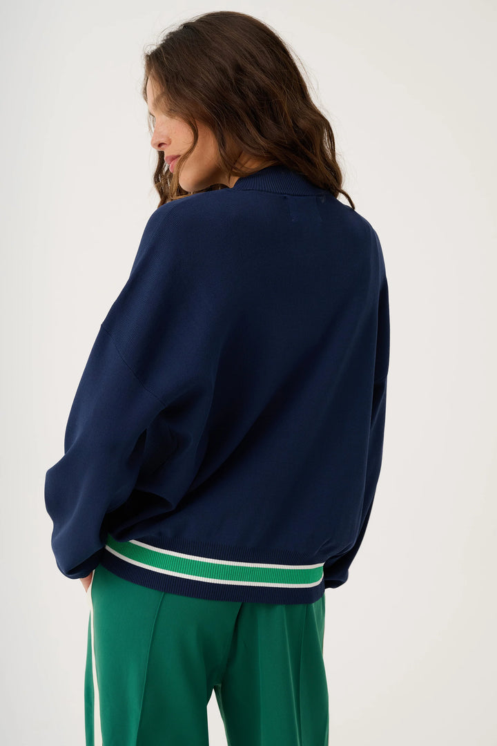 Brodie Knit Bomber | Navy Stripe