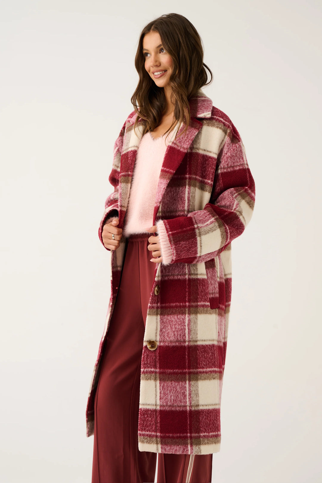 Greta Coat | Berry Check