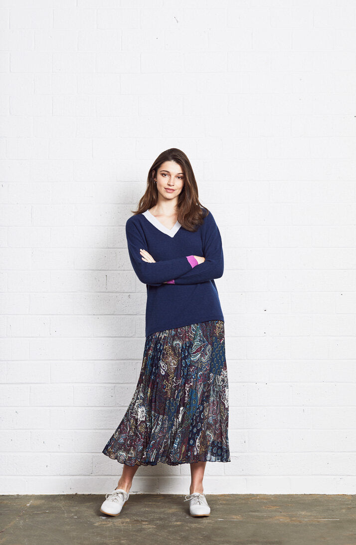 Paige Sweater | Grey/Navy