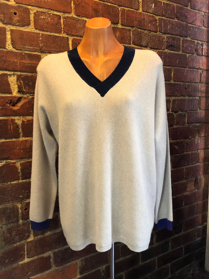 Paige Sweater | Grey/Navy